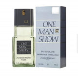 Perfume bottle and packaging of 'One Man Show' by Jacques Bogart on a white background