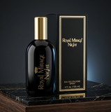 Royal Mirage Night perfume bottle and packaging on a dark background
