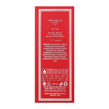 Red label with white text and symbols on a white background