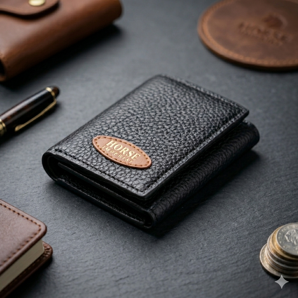 Horse Imperial Premium Tri-Fold Leather Wallet – 10 Card Slots | Zip Pocket | Unisex